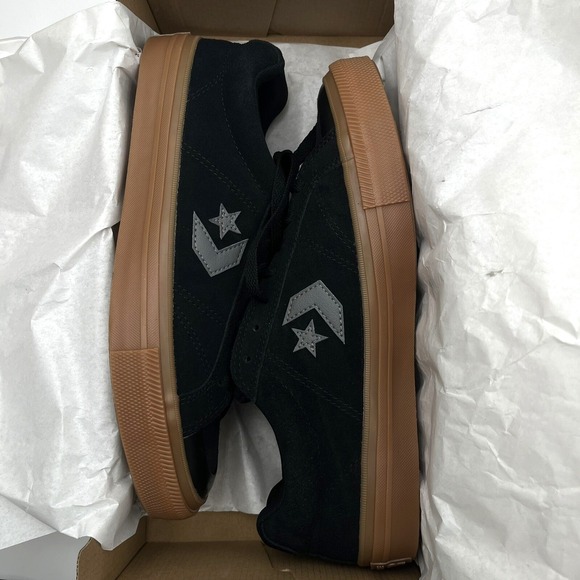 Converse Mens Suede Skate Sneakers Size 10.5 Black Gum Sole Sport Casual Lace up - Picture 8 of 11